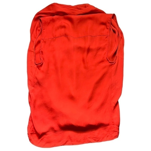 Parker Coral Red Drapped Front Sleeveless Blouse sz S - Picture 6 of 13